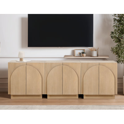 Solid Wood Arched Storage Cabinet Credenza