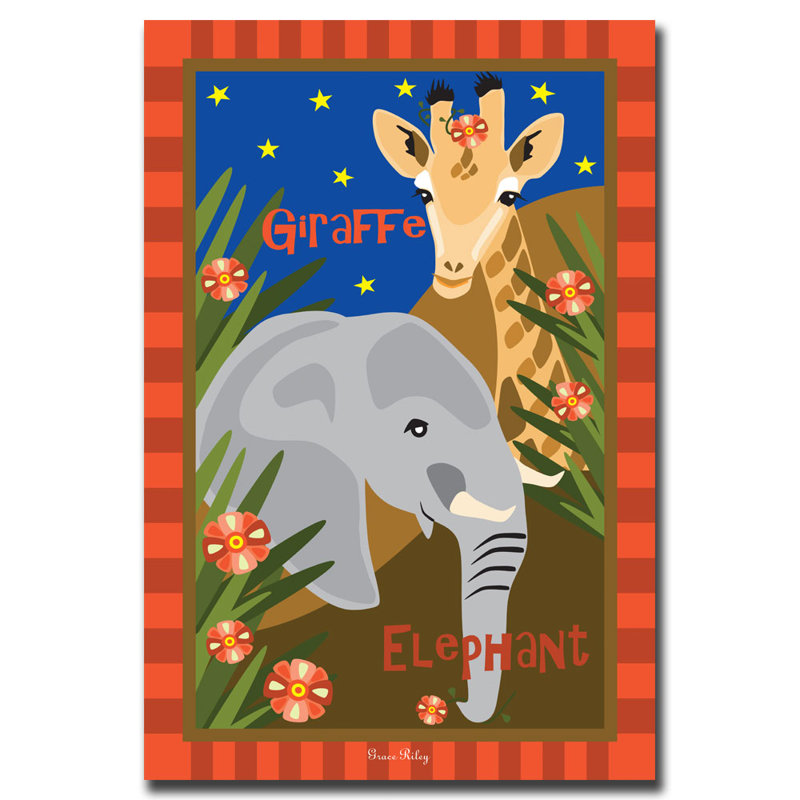 Art sur toile Hames «Giraffe and Elephant», H 24 po x l 18 po x P 2 po