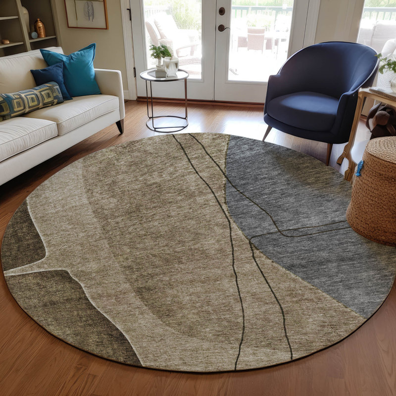 Cherly Washable Abstract Indoor / Outdoor Rug, Round 8'