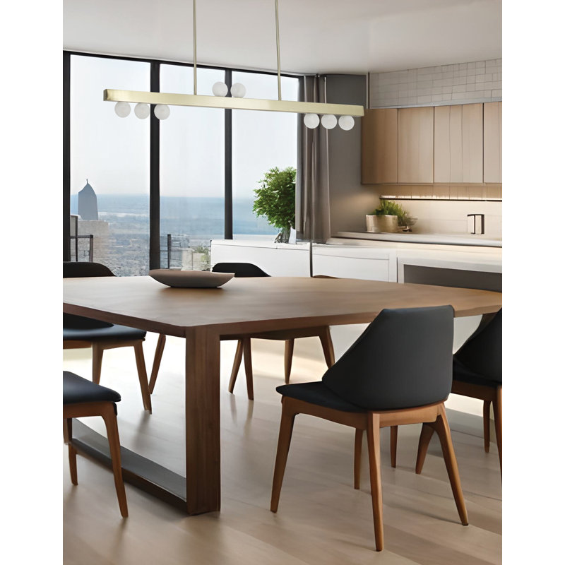 Raleigh 9 Light Horizontal Pendant - White Opal Glass, Aged Brass