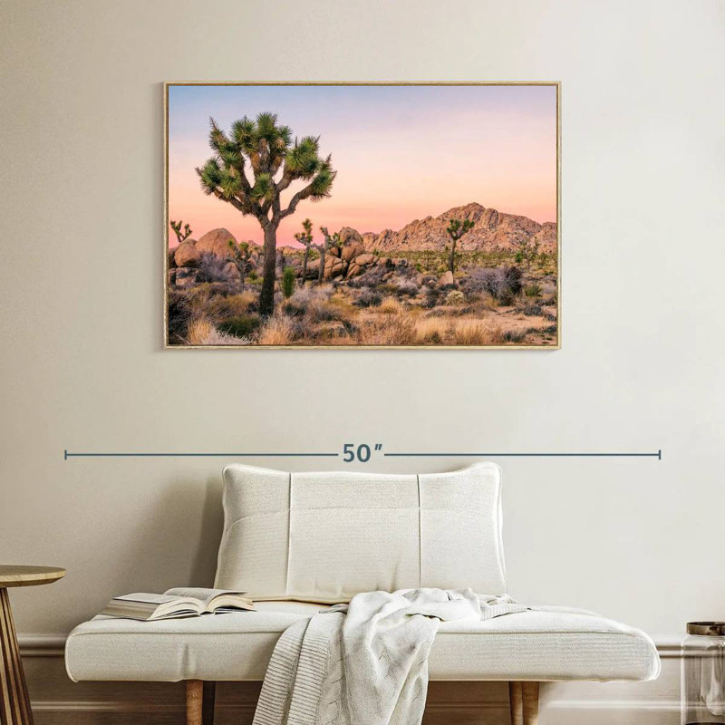 Joshua Tree Patch, 40" X 27", Floating Frame Natural Wood