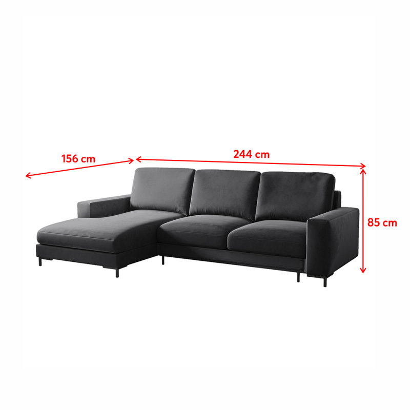 Benites 3 Seater Sofa Bed, Dark Grey, Left Hand Facing