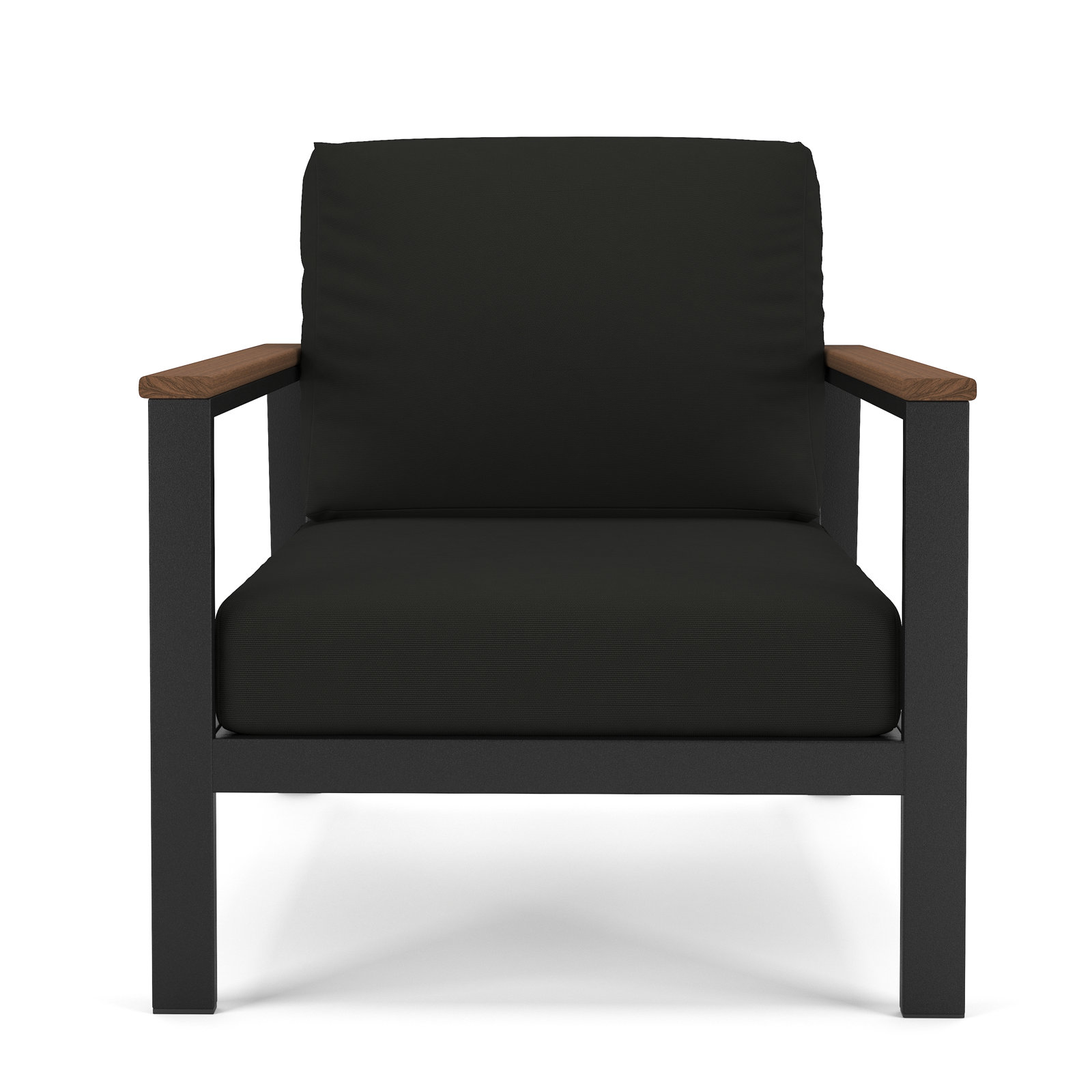 Townsend Outdoor Patio Lounge Chair with Sunbrella Cushions, Canvas Black Sunbrella® Canvas, Brown, Yes
