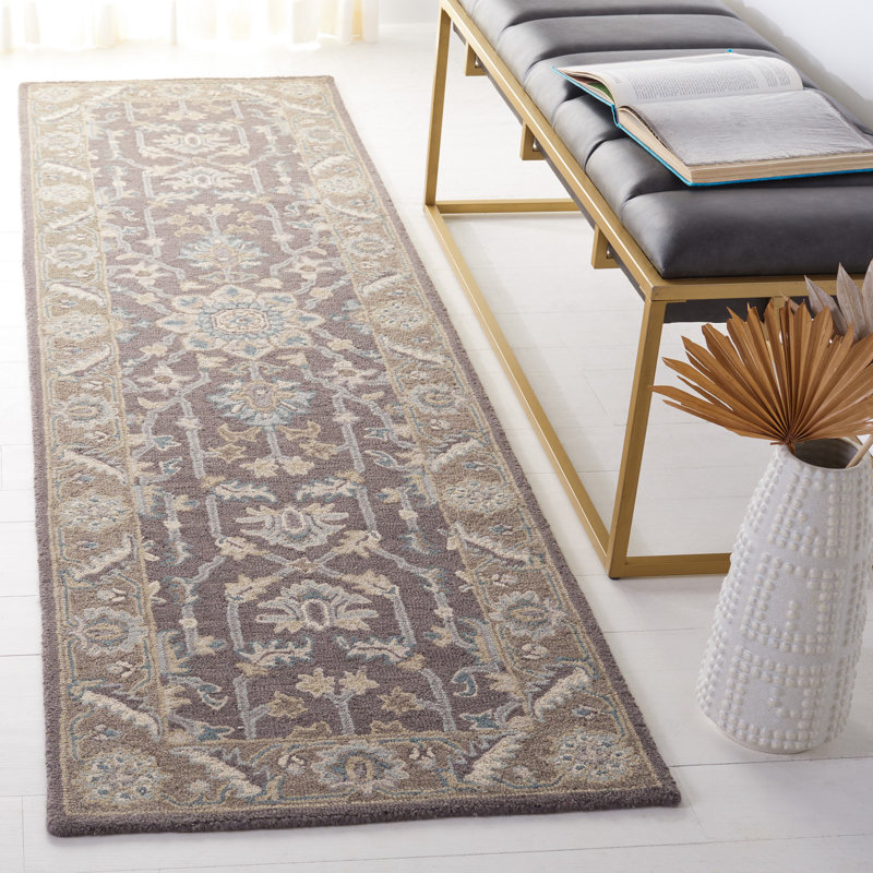 Tapis oriental en laine touffeté à la main Luitpold, Tapis de couloir 2 pi 3 po x 8 pi