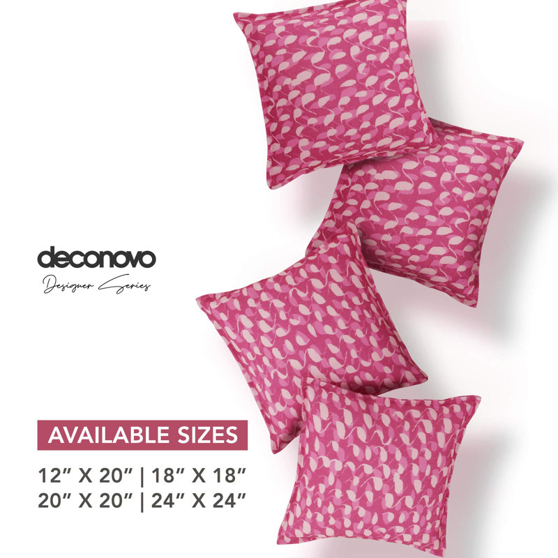 Housse de coussin à motif de boucles en faux lin (ensemble de 4), Rose rouge, Carré 18 po