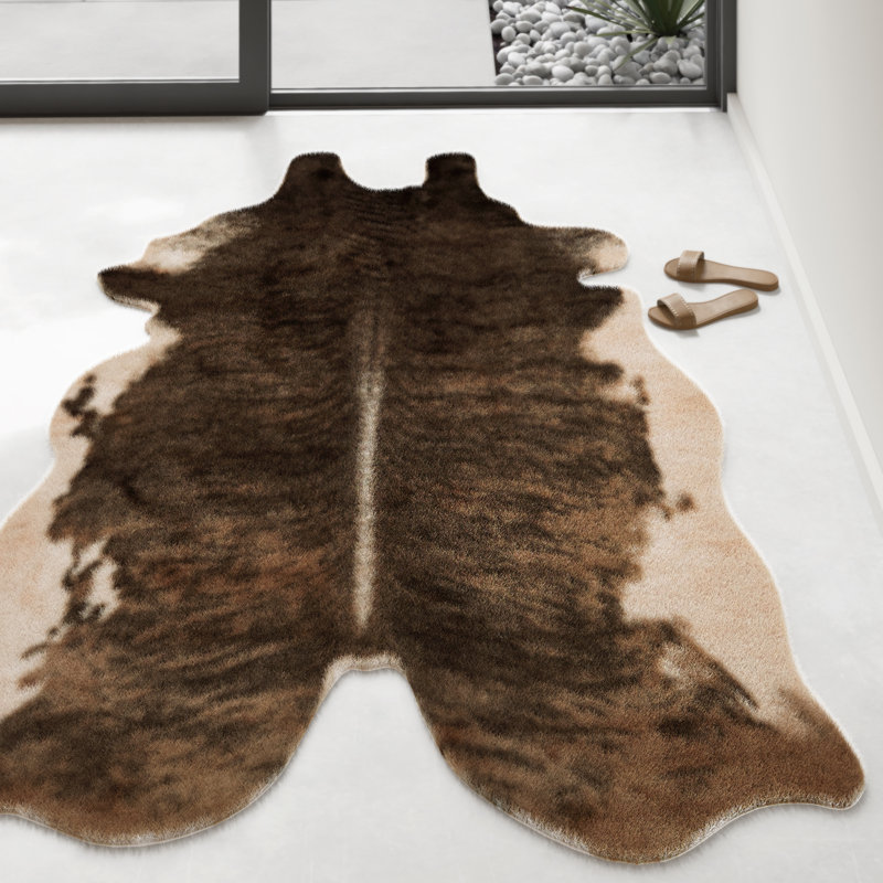 Tapis beige / brun à motif abstrait Hermann, Nouveauté 6 pi 2 po x 8 pi