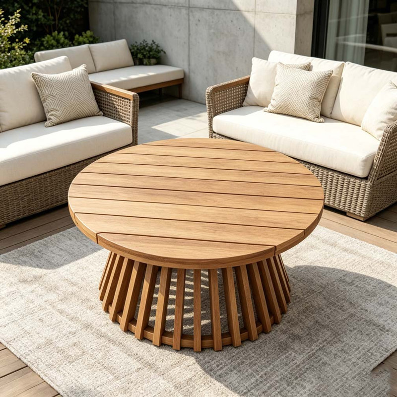 Table basse en bois, Teck clair