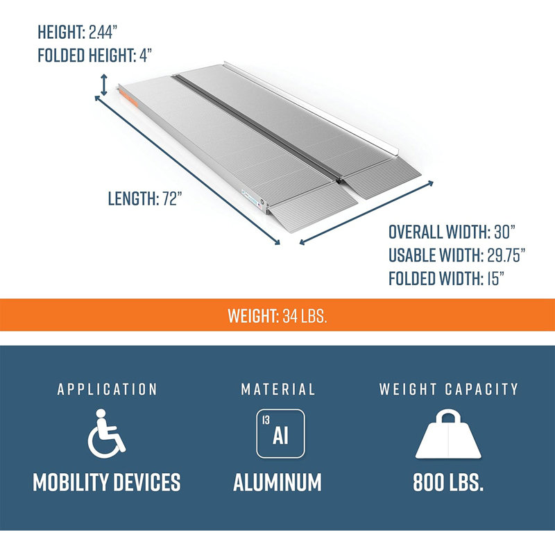 Rampe portative en métal EZ-Access, L 30 po x L 72 po