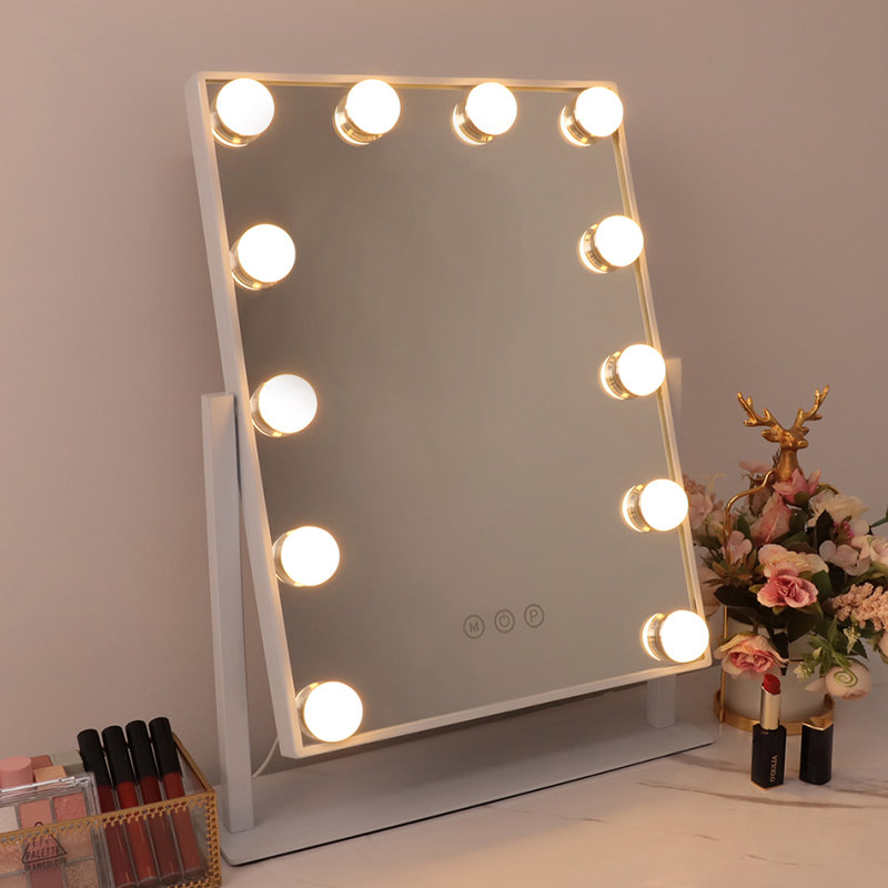 Khiran Rectangle LED Metal Mirror, White