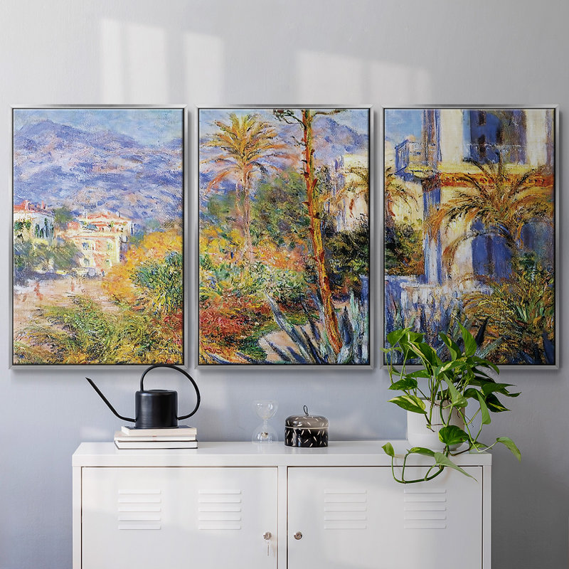 " Villas At Bordighera 02, 1884 " 3 - Pieces, Silver, 40" H x 78" W x 2" D