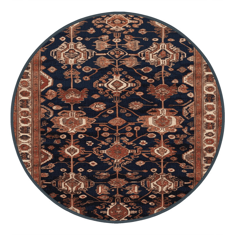 Tapis brun turc lavable à la machine, Rond 4 pi