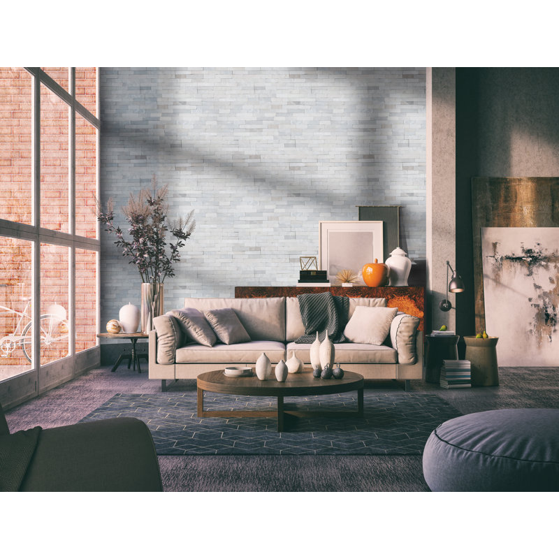 Stonecrest 6 in. x 18 in. Multi Finish Marble Ledger Corner Wall Tile, Auric White