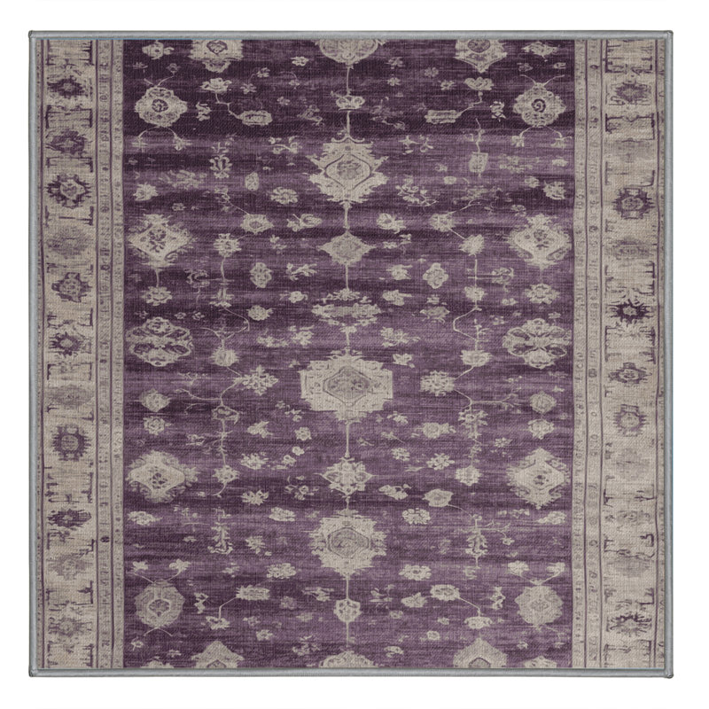Machine Washable Overdyed Gray Area Rug, Square 8'