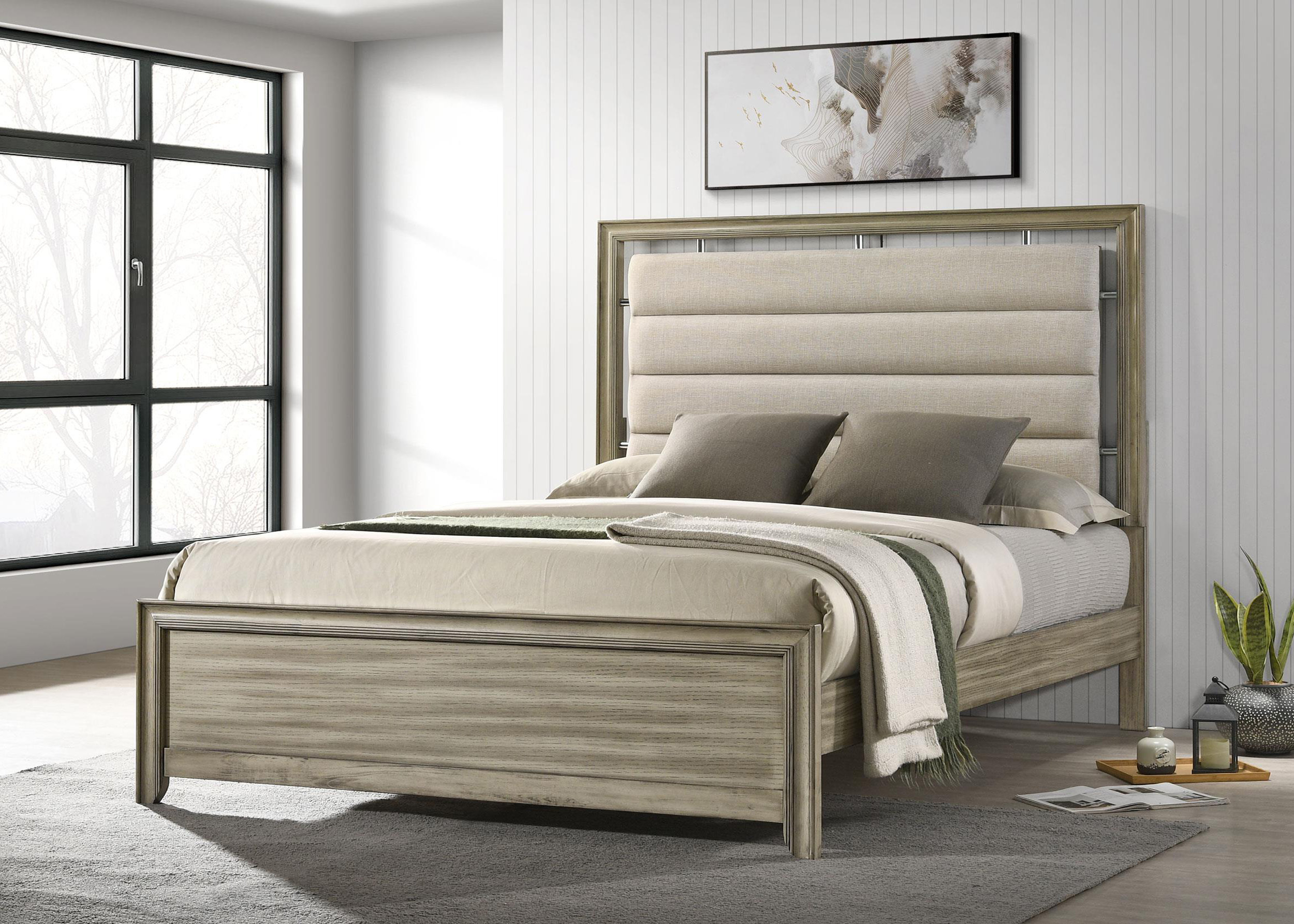 Lark Manor Wood Panel Bed Rustic Beige - Wayfair Canada