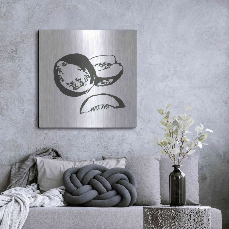 «Cantaloupe II BW» par Chris Paschke, art luxueux en métal «Cantaloupe II BW» par Chris Paschke, H 36 po x l 36 po