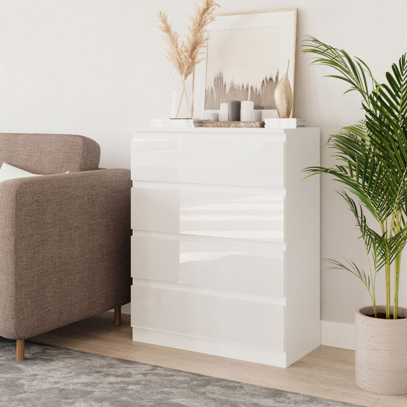 Analuz Solid Wood 70cm W Chest of Drawers, White/Grey