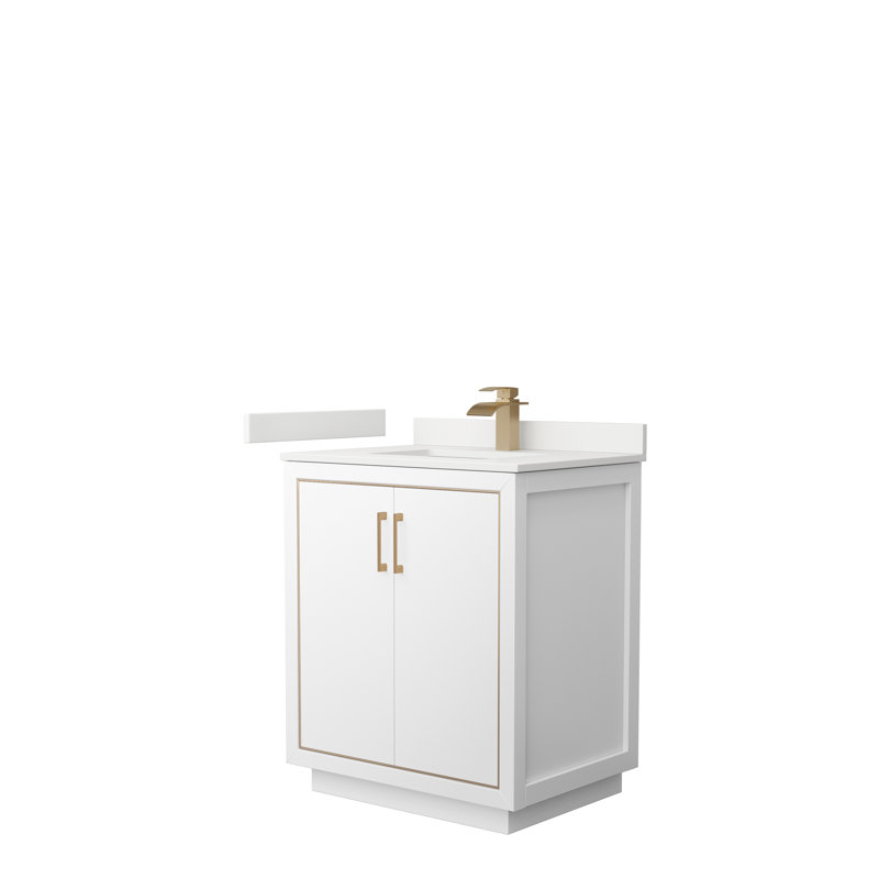 Icon 30'' W Single Vanity, Dark Gray, Giotto Quartz, Matte Black