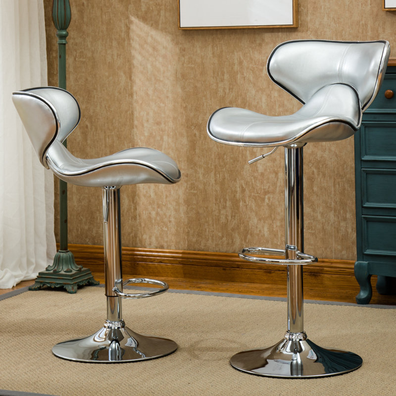 Leopoldo Swivel Upholstered Adjustable with Metal Frame, Silver