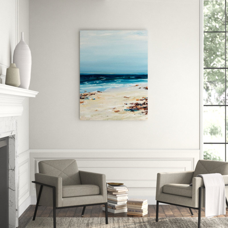 Mood In Blue Painting by Sara Brown, Knife Gel, 53" H x 40" W x 1.5" D