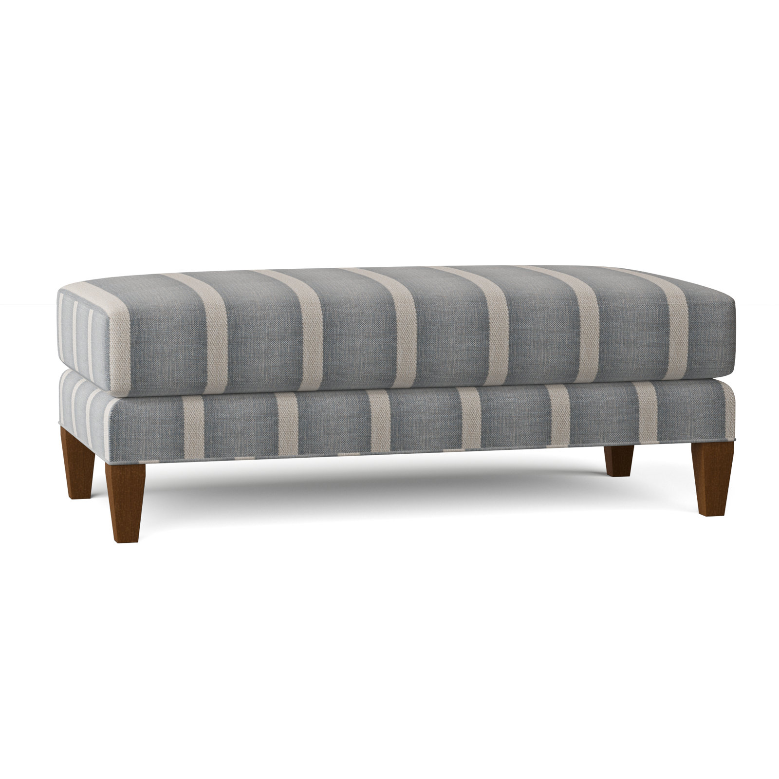 Celeste 48" Ottoman, Havana Finish, Light Blue and White Stripe; 0256-54