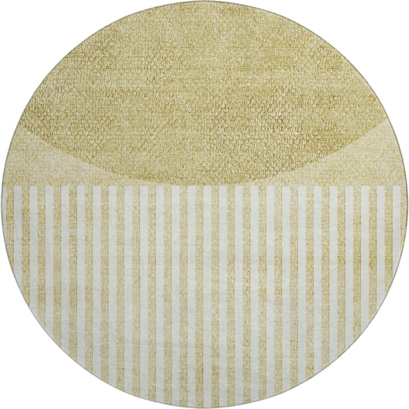 Premium Machine Washable Mayfield AMF2134 Geometric Rug, Wheat, 8' Round