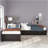 L-Shaped Platform Bed With Trundle And Drawers Linked With Built-In Desk-228327315