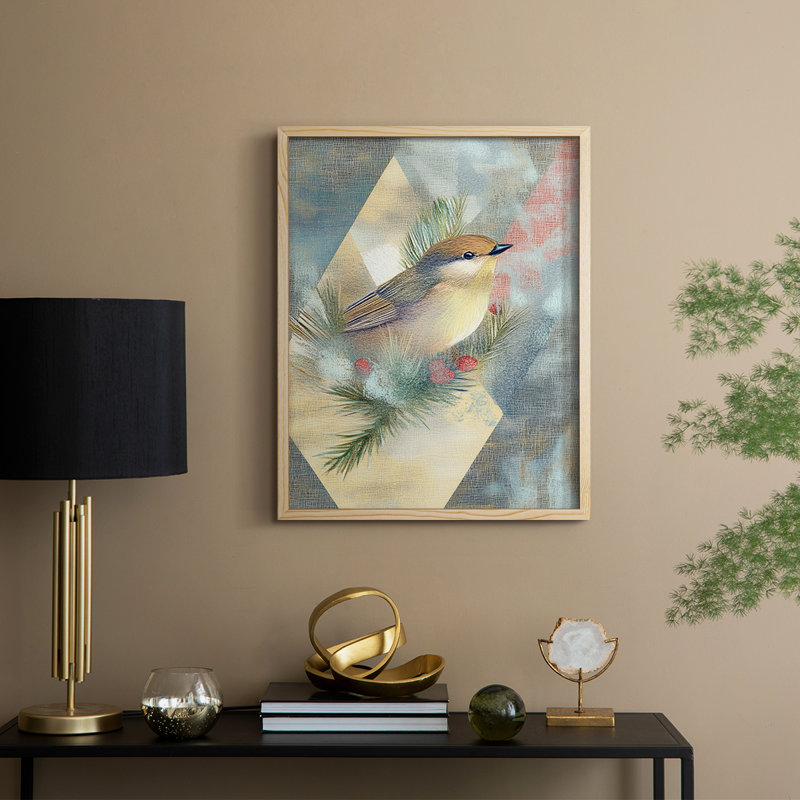 «Christmas Holiday», art encadré CLxxviii - bois massif, H 11 po x l 9 po, Naturel
