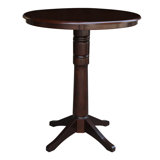 Craighead Bar Height Solid Wood Pedestal Dining Table