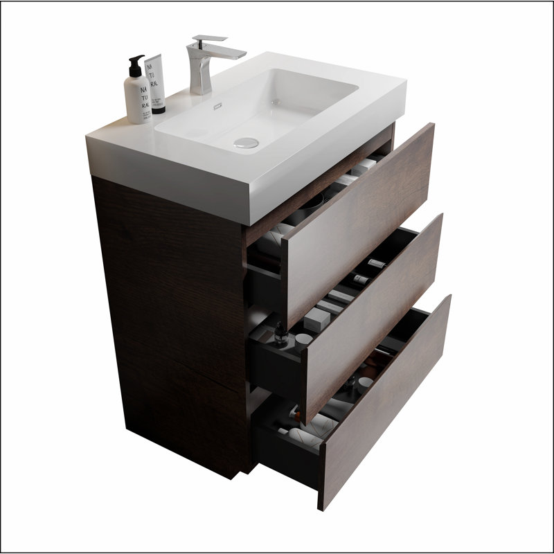 Meuble-lavabo autoportant avec grand lavabo et rangement