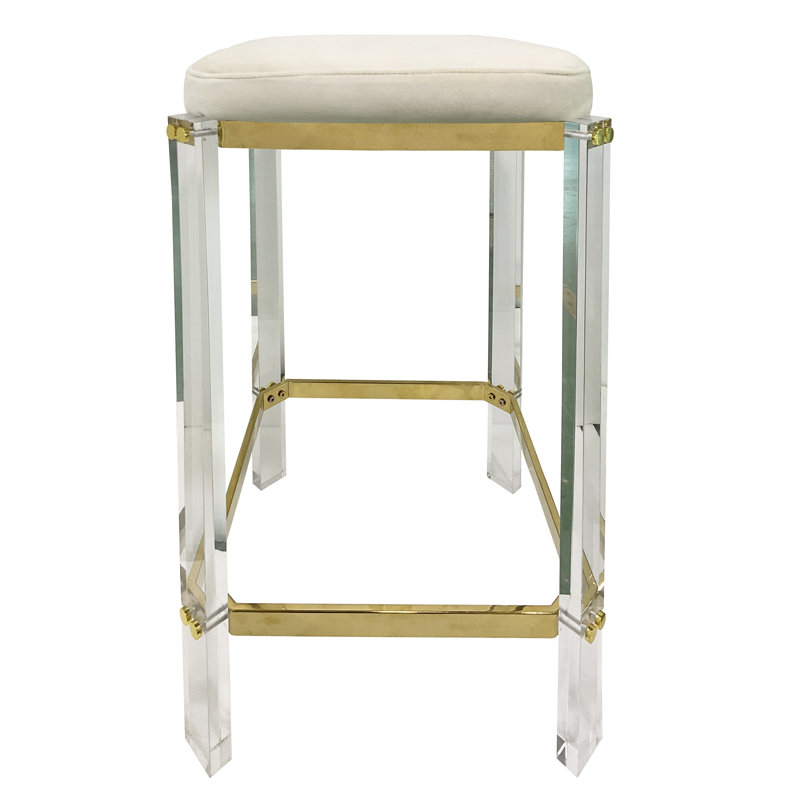 Tabouret de bar Cataleyah - acrylique transparent - laiton