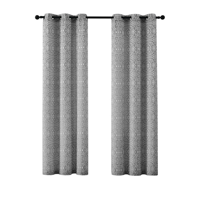 Paire de rideaux semi-transparents Laktasis, Argent, L 38 po x L 84 po