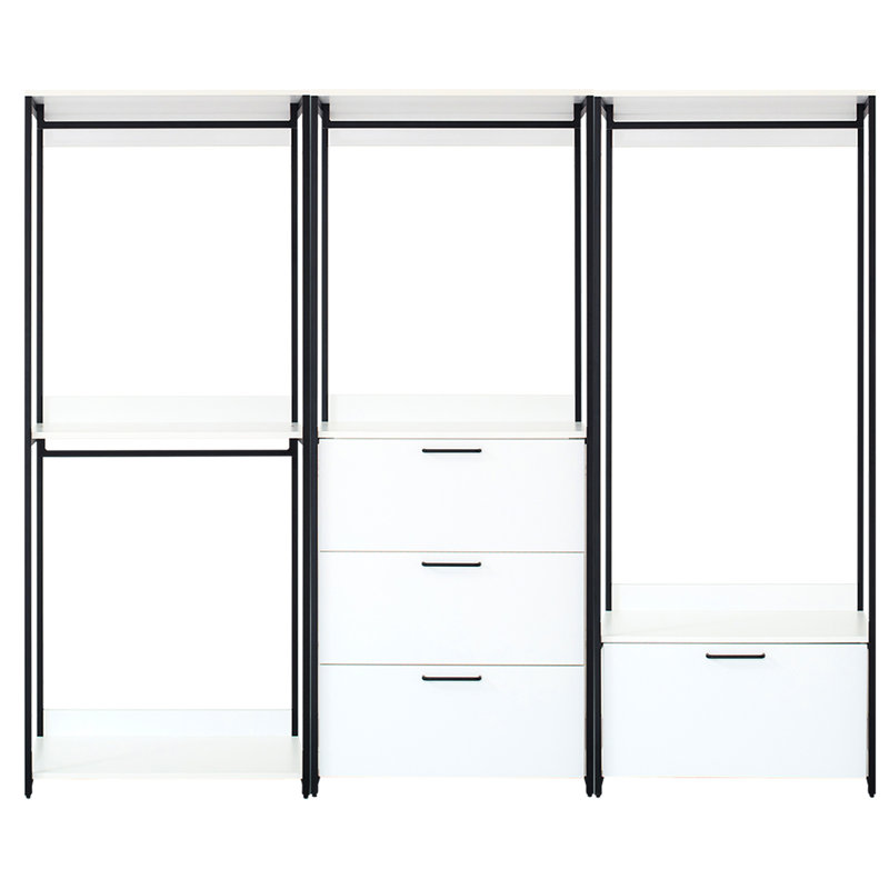 Garde-robe à structure métallique - Eau et chaleur, Rangement très profond, Bois autoportant blanc, Structure, Fabrication, À endommager, Panneau E0