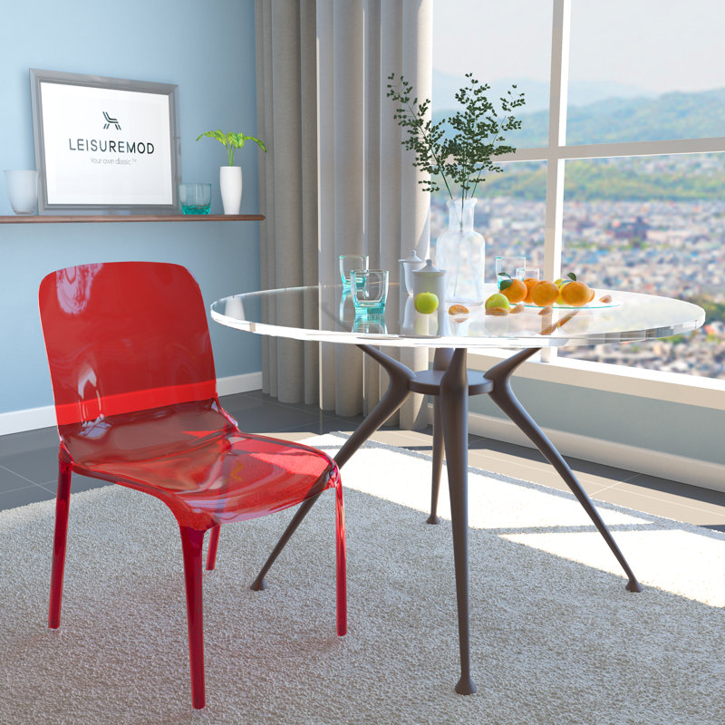 Lade Transparent Plastic Stackable Dining Chair with Waterfall Edge Seat – Lightweight Versatile Accent & Kitchen Side Chair, No Assembly Required