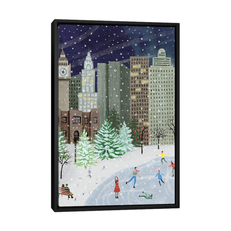 «Christmas in the City I» par Grace Popp - impression d'art graphique, H 26 po x l 18 po x 1,5 po, Toile avec cadre noir