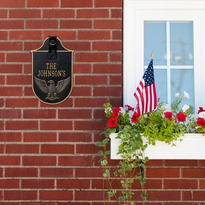 Eagle Flagpole Holder Plaque, Standard Wall 2-line