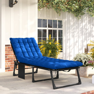 Outsunny Folding Sun Lounger 5-Position Adjustable Back Blue
