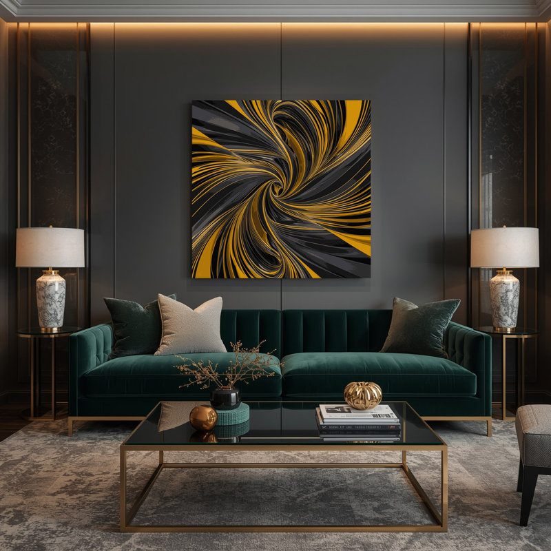 Art mural sur toile noir Op Art, H 12 po x l 12 po