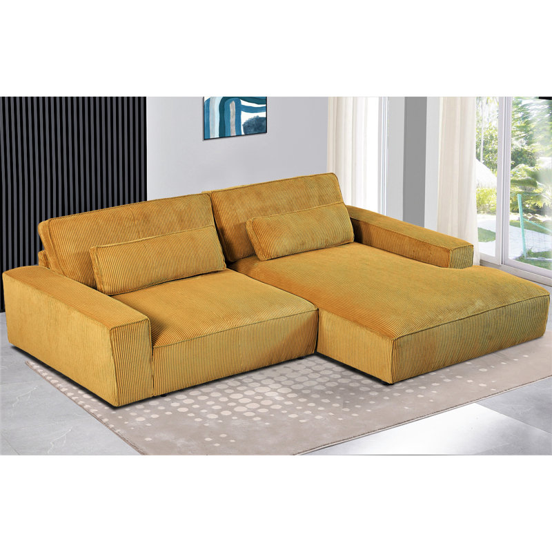 Canapé modulaire 2 pièces Gionatan, Face à la droite, Velours côtelé gingembre