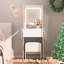 Ensemble de meuble-lavabo pour les petites chambres - Petit meuble-lavabo avec tabouret, tiroirs compartimentés et tables d'appoint pliables de 20 cm (gauche et droite)