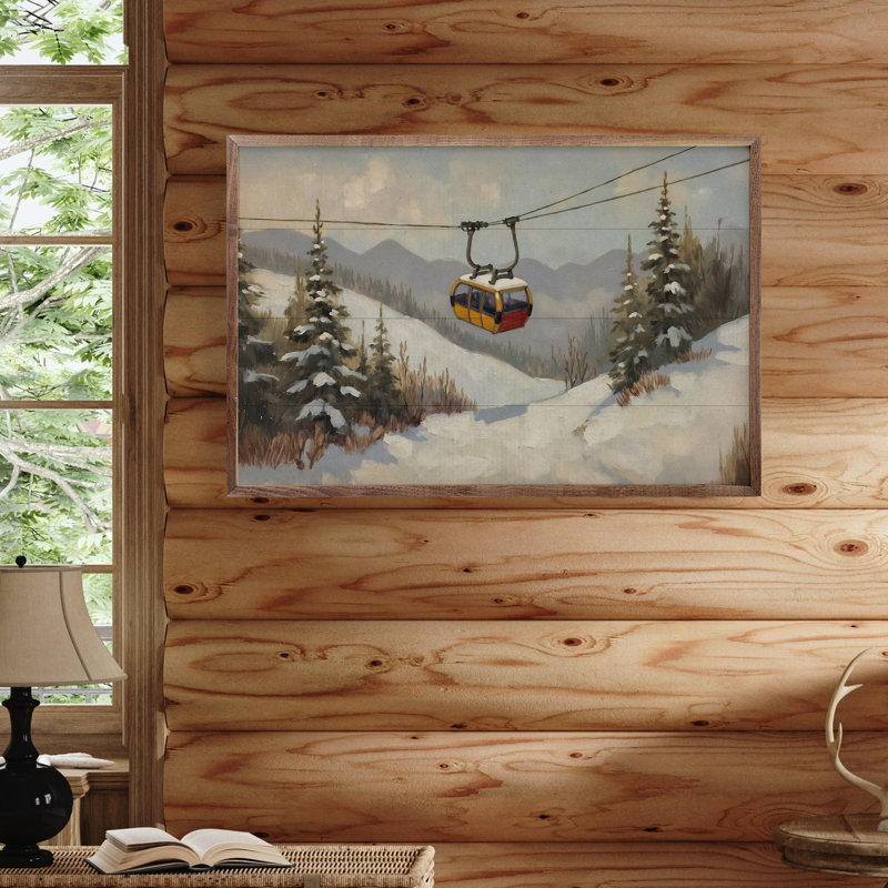 Remontée mécanique rétro en montagne, H 16 po x l 24 po