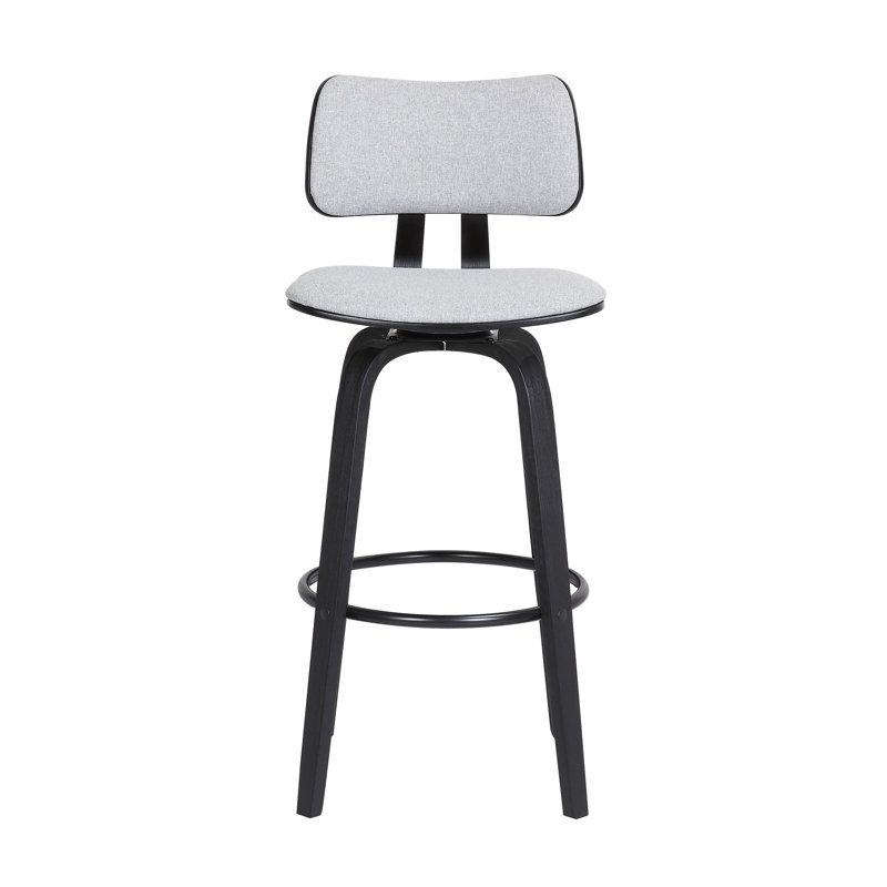 Khymari Modern Swivel Counter or Bar Height Armless Bar Stool in Fabric, Wood, and Metal, Bar Stool (30" Seat Height)