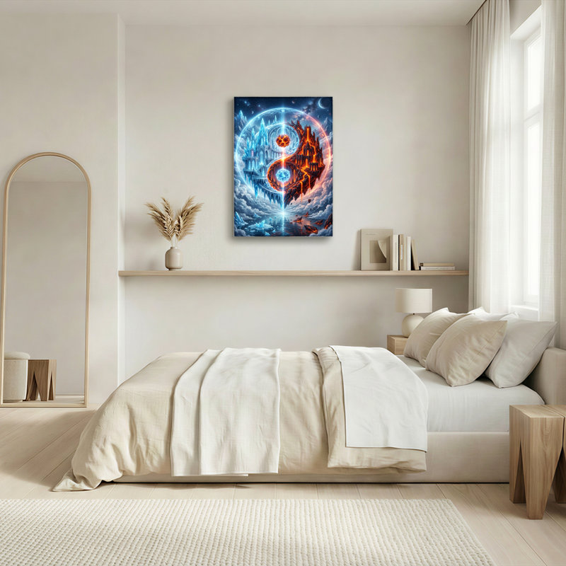 Ensemble de 1 tableau sur toile « Glace et Feu », 36"H x 24"W, Toile tendue
