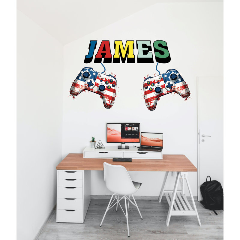 Adhésif décoratif drapeau américain Gamer, H 18 po x l 18 po, Oui
