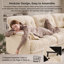 Canapé nuage 2 places beige crème en chenille avec pouf amovible, coussins capitonnés et finitions à pompons-1881574998