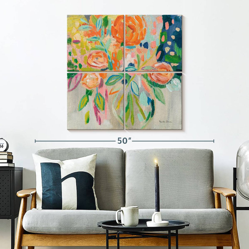Harnek été floral orange, H 32 po x l 32 po