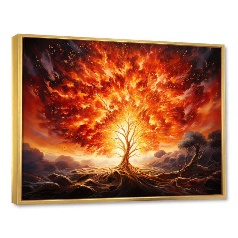 Reproduction d'art sur toile, "Moïse brûlant", Cadre flottant doré, H 30 po x l 40 po x P 1,5 po