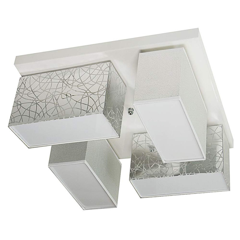 Pasko Fabric Semi Flush Mount, Silver/Silver
