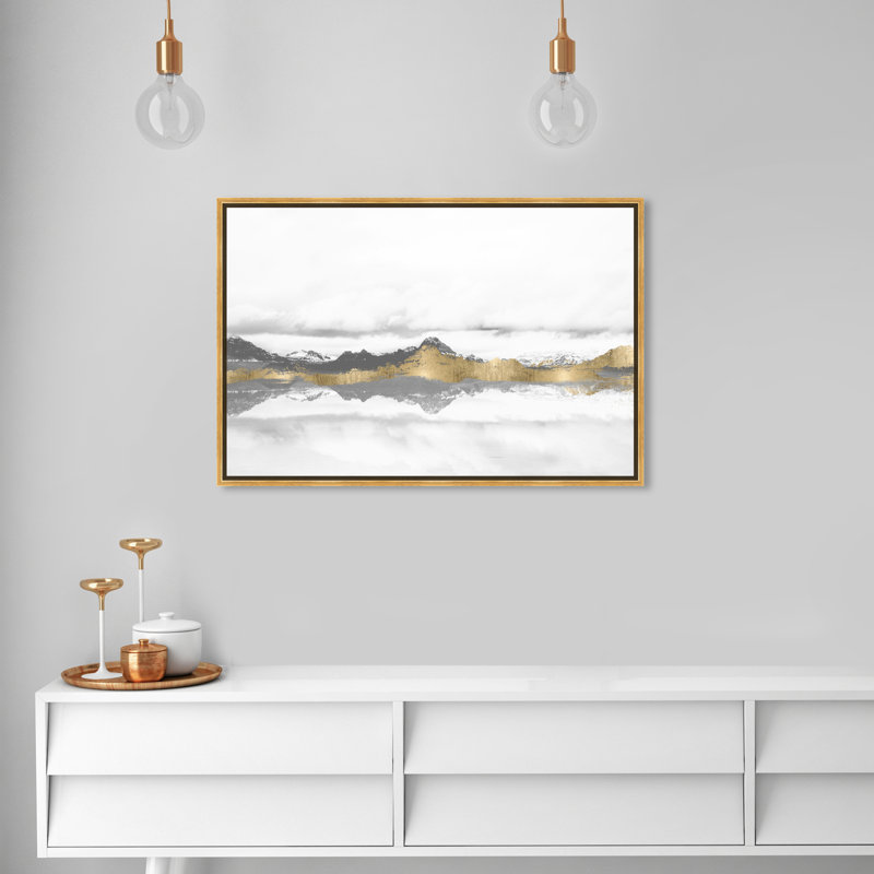 «Abstract Stood Still and Wondered Gold Mountains», reproduction d'art graphique sur toile tendue, Or, H 24 po x l 36 po