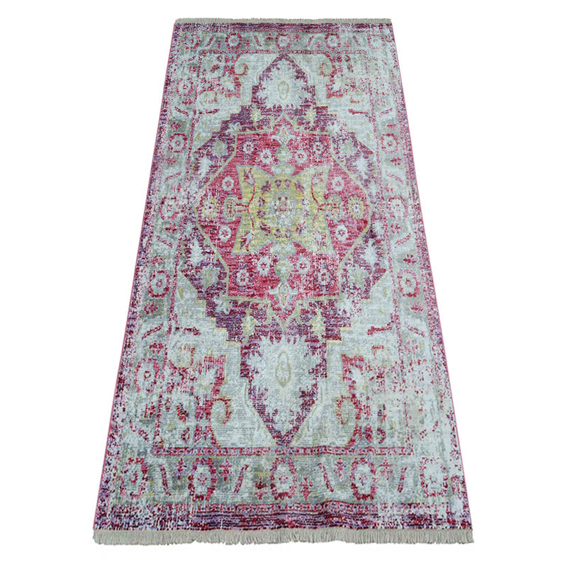 Beier Area Rugs for Living Room Bedroom, Machine Washable Rug, Indoor Floor Carpet Machine Woven Crossweave Polyester Area Rug - Pink Color | Oriental Design