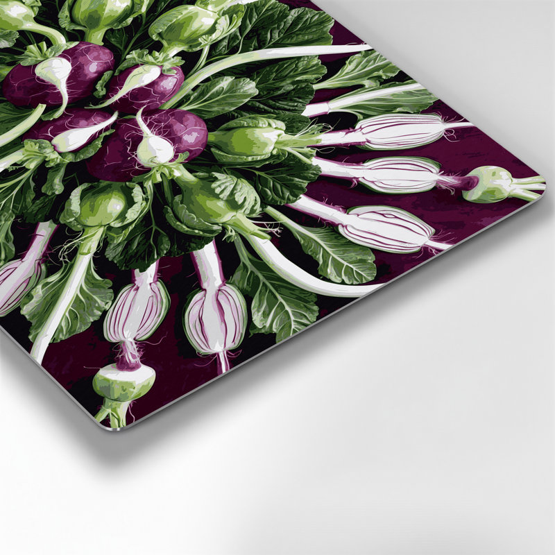 Vegetables Kohlrabi Black Metal Wall Art, 11" H x 14" W